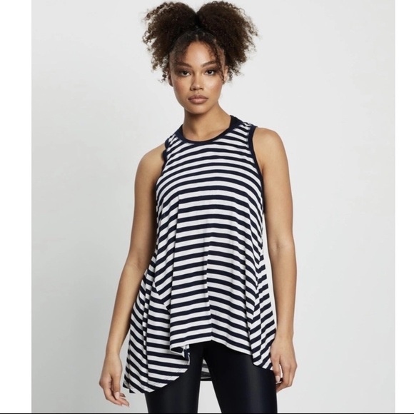 Sweaty Betty Easy Peazy Tank Top Navy White Stripe Bamboo Viscose M - Picture 1 of 9